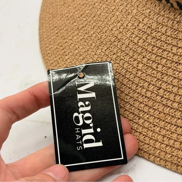 Magid Hats Paper Straw Convertible Sun Hat with Leopard Print Band - Picture 7 of 8